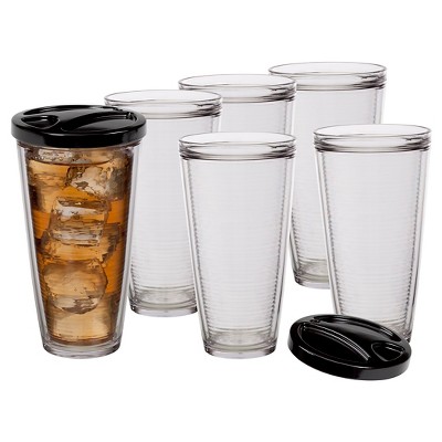 CreativeWare 22oz Acrylic Insulated Tumblers with Lid - Set of 6