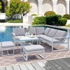 Wellfor 6pc Outdoor Steel Industrial Conversation Set White: Patio Seating, Coffee Table Included - 4 of 4