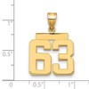 Black Bow Jewelry 14k Yellow Gold, Athletic Collection Medium Polished Number 63 Pendant - 2 of 3