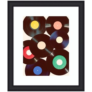 Kate and Laurel Framed Art Retro Vinyl by Honey Island Studio, 23x27, Oliver Black Narrow - 1 of 4