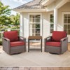 POCASSY Swivel Patio Chairs Swivel Rocker Set of 2 with Side Table, Small Patio Furniture Set Brown Wicker Outdoor Bistro Set with Swivel Glider Chair - 2 of 4