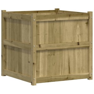 vidaXL Garden Planter Outdoor Flower Box - 27.6x27.6x27.6 in Impregnated Pine Wood for Terrace Patio - Brown Rustic Square - 1 of 4