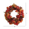 Nearly Natural 24-in Autumn Maple, Berries and Pinecone Fall Artificial Wreath - 2 of 4