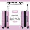 Gulches 3 Piece Luggage Sets PC Lightweight & Durable Expandable Suitcase with Two Hooks, Double Spinner Wheels, TSA Lock, (21/25/29) Pink - 4 of 4