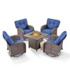 Buenhomino 5 Piece Patio Furniture Set,Wicker Swivel Rocker Patio Chairs Set of 4 with 30'' Fire Pit Table Outdoor Furniture Set - 2 of 4