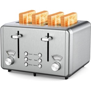 WHALL 4 Slice Toaster, Bagel/Defrost/Cancel Function, 1.5in Wide Slot, Stainless Steel Toaster 4 Slice,Bagel Toaster, 6 Shade Settings, 6 Bread Types - 1 of 4