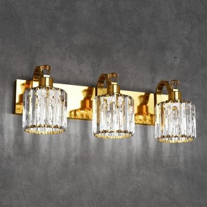 3 lamp Gold Modern Crystal Bathroom Vanity Lamp with 3/4/5/6 Lights for Bathroom, Bedroom, and Indoor Use - 1 of 4
