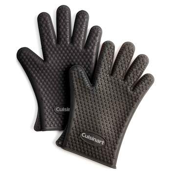 Silicone Oven Mitts - Extra Long Professional Quality Heat Resistant with  Quilted Lining and 2-sided Textured Grip - 1 pair Black by Hastings Home