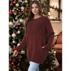 Seta T Women's Fall Winter Round Neck Long Sleeve Casual Tunic Sweater with Pockets - 2 of 4