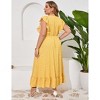 Clearlove Women's Summer Plus Size Dress Ruffle Cap Sleeveless V Neck Side Split Long Beach Maxi Dress - 4 of 4