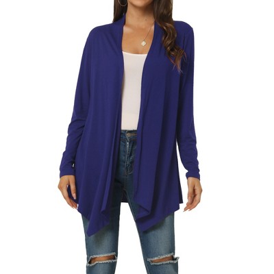 Plus Size Women's Open Front Blazer - Casual Draped Lapel Long Sleeve Cardigan For Office & Business