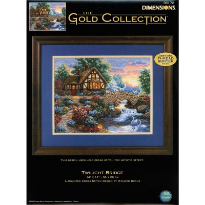 Dimensions Gold Collection Counted Cross Stitch Kit 14"X11"-Twilight Bridge (18 Count)