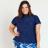 Calypsa Women's Plus Size Half-Zip Short Sleeve Rashguard UPF 50+ Adele Swim Top - 4 of 4