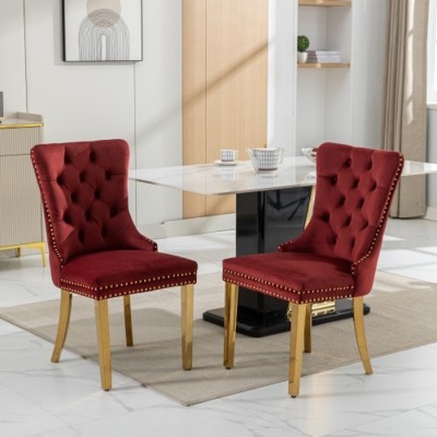 Modern Upholstered Dining Chairs Set of 2, Dining Chairs with High Back,Velvet Cushion Dining Chairs for Kitchen or Dining Room-Maison Boucle