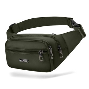 New York Xpress FP-36402 Small Fanny Pack ,Water Resistant Crossbody Waist Pack with 4 Zipper Pockets & Adjustable Strap 8" - 1 of 4