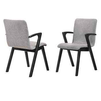 Set of 2 Varde Mid-Century Upholstered Dining Chairs Black - Armen Living