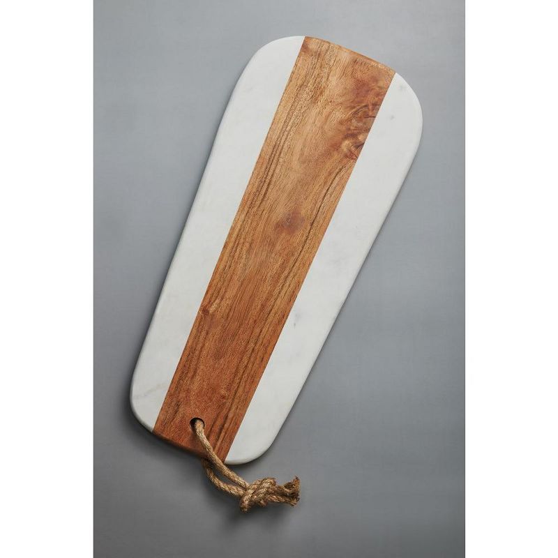 GAURI KOHLI Sulguni Marble & Wood Cutting Board, White, 3 of 7