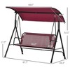 3-Person Porch Swing with Stand, Outdoor Swing for Patio Porch with Adjustable Tilt Canopy and Comfortable Swing Bench-Style Seat, Steel Frame - 3 of 4