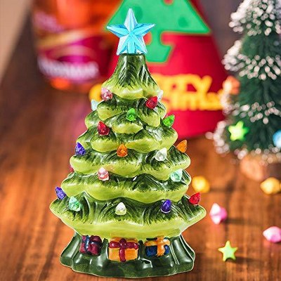 Joiedomi 7" Ceramic Christmas Tree with Gift Box