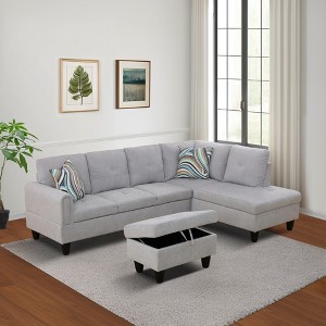 AndMakers 28.5 in. W Flannel Polyester Blend Rectangle Ottoman with Storage - 1 of 4