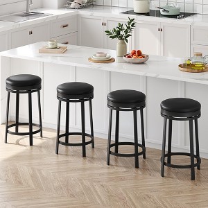 24'' Swivel Bar Stools with Footrest, Modern Counter Height Barstools with Pu Leather Upholstered and Metal Frame - 1 of 4