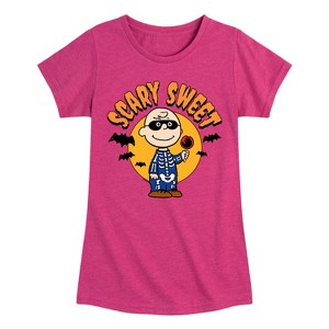 Girls' - Peanuts - Scary Sweet Fitted Short Sleeve Graphic T-Shirt - 1 of 4