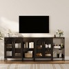 Buffet Sideboard Cabinet, Wooden Storage with Glass Doors, Two Metal Handle, Storage Cabinet with Adjustable Shelves, Modern Sideboard - 2 of 4