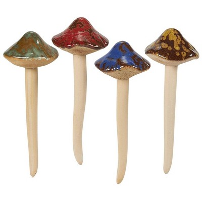 4 Pack Ceramic Garden Mushroom Decor Garden Statues, Decorative Pottery Ornaments for Outdoor, Fairy Garden, Yard, Lawn