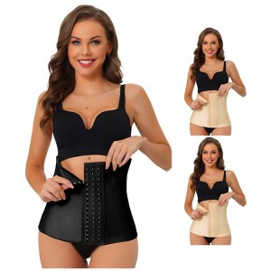 INSPIRE CHIC Women's 3 Hooks Waist Tummy Control Body Shaper for Weight Loss Cinchers Corset 3 Packs - 1 of 4
