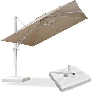 PURPLE LEAF Patio Umbrella White Cantilever Offset Umbrella Square Outdoor Umbrella with 360-degree Rotation for Garden Deck Pool - 1 of 4