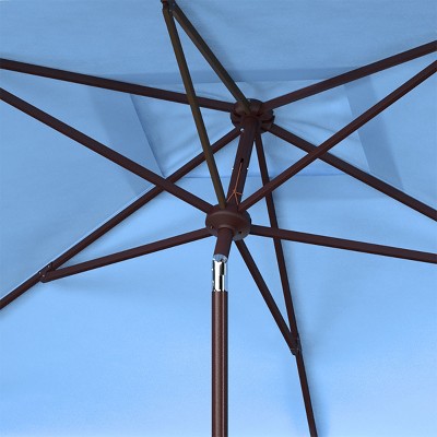 Baby Blue and White Rectangular Market Patio Umbrella with Brown Aluminum Post