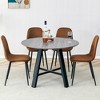 5-Piece Dining Set with Round Table and 4 Comfortable Technology-Fabric Brown Chairs - 3 of 4