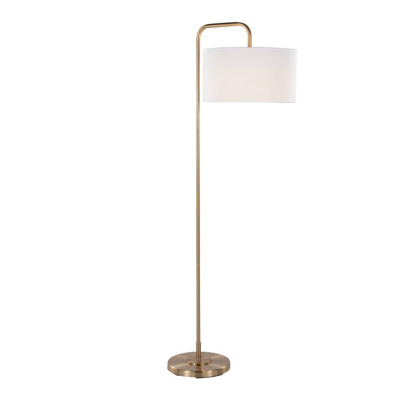 LumiSource Puck 63.75&#34; Contemporary Metal Floor Lamp in Gold Metal with White Linen Shade from Grandview Gallery, 2 of 10
