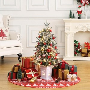 Whizmax 3FT Artificial Mini Christmas Tree with Light Box Base with 78PCS 8 Mode Warm White Light Beads, Red Berry, Fireside Christmas Decoration - 1 of 4
