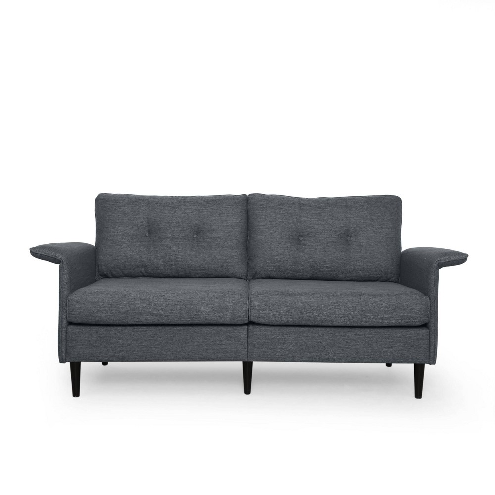 Christopher Knight Home Resaca Contemporary 3 Seater Sofa Charcoal/Dark Brown: Elegant Tufted Upholstery, Birch Wood Legs