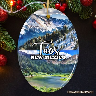 Vibrant Taos New Mexico Ornament, Pueblo Mountainside Christmas Gift and Souvenir | OrnamentallyYou