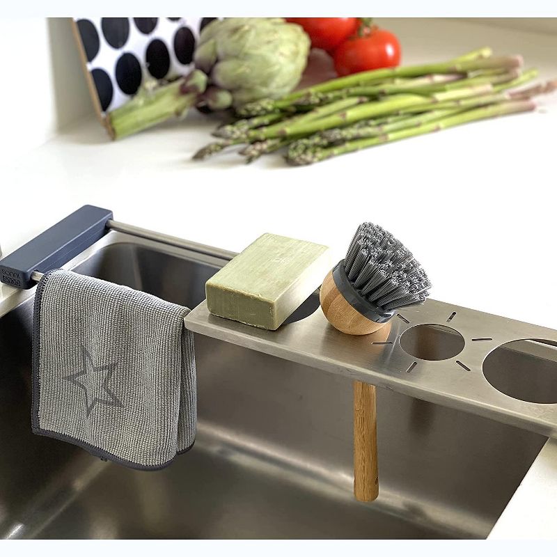 Sanni Shoo drip.it Stainless Steel Multifunctional Kitchen Sink Caddy, Drainer & Organizer, Anthracite Grey, 4 of 8
