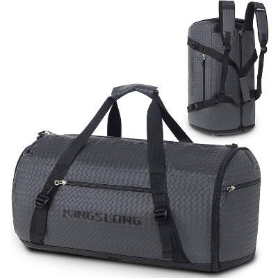 Luupatchy 45L Convertible Travel Duffel Bag-Water Resistant Grey,2-in-1 Duffel/Backpack with Shoe Compartment,for Men & Women,Sports/Weekend, Gray