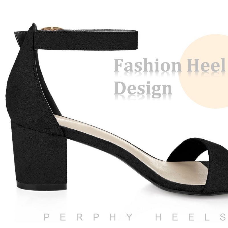 Perphy Women's Buckle Closure Ankle Strap Open Toe Block Heels Sandals, 5 of 7
