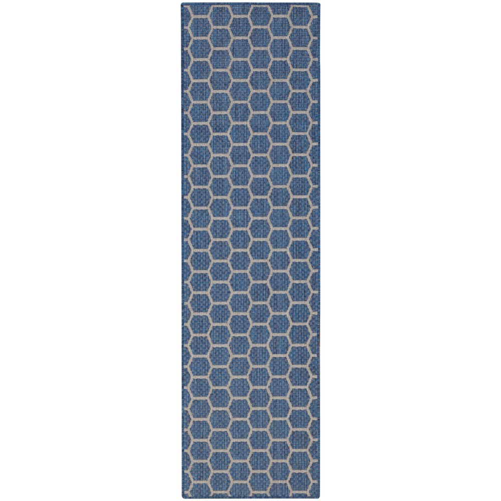 Photos - Doormat Nourison 2'x6' Reversible Basics Woven Indoor/Outdoor Runner Rug Blue 