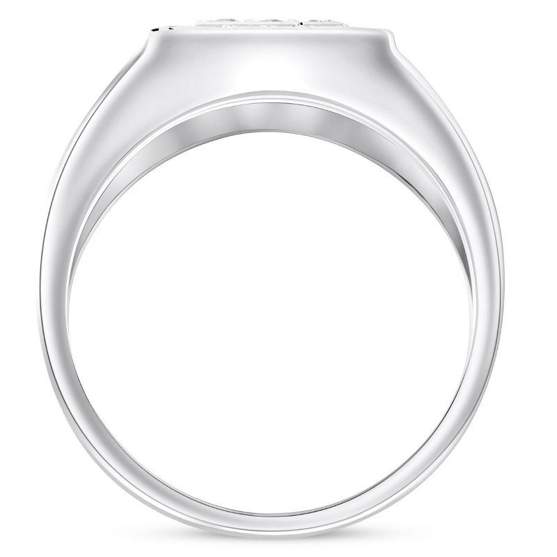 Pompeii3 1Ct TW Diamond Men's Anniversary Wedding Ring High Polished Band 10k White Gold, 3 of 6