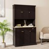 MAYEERTY Black 71" Kitchen Pantry Cabinet, Microwave Countertop Design 6 Doors 1 Drawer Adjustable Shelves - 3 of 4