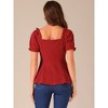 Allegra K Women's Sweetheart Neck Puff Ruffle Sleeve Elegant Peplum Top - 3 of 4