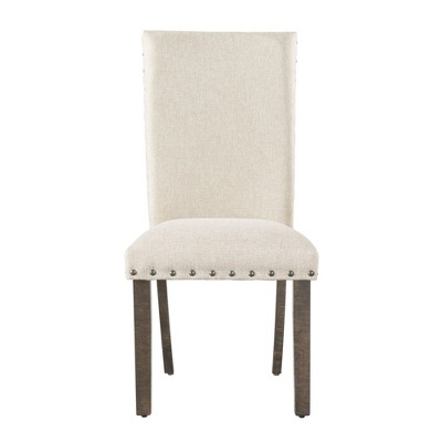 Smokey Walnut 78" Extendable Dining Set with 6 Cream Upholstered Chairs
