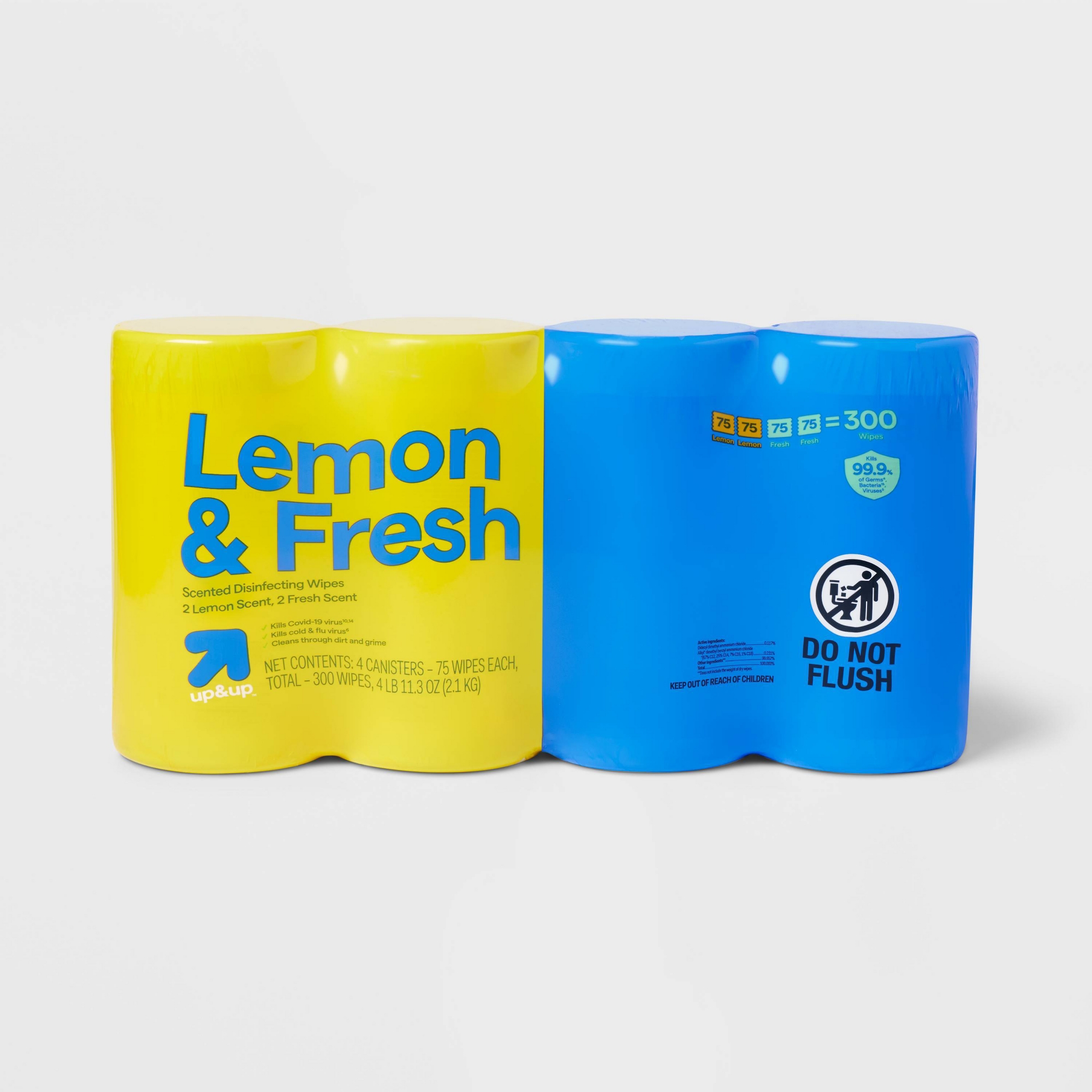 Lemon and Fresh All Purpose Disinfecting Wipes - 300ct/4pk - up&up™