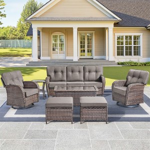 7 Pieces Gymojoy Sofa Ottoman with Swivel Chairs - 1 of 4