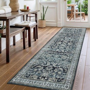 Living Room Rug Washable, Soft Vintage Floral Large Bedroom Rugs Classic Retro Indoor Floor Carpet, Low Pile Non-Slip Farmhouse Rugs - 1 of 4