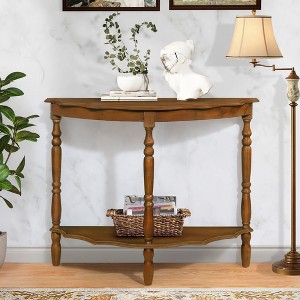 XIYUYEU Unique Small Triangle Console Table with Storage,Sofa Table for Living Room,Entryway,Hallway,Corner - 1 of 4