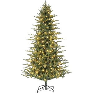 Pre-Lit Artificial Christmas Tree,8 Adjustable Light Modes,PVC Branches,Metal Hinges & Sturdy Base,Easy Assembly,Perfect for Home , Party Decoration - 1 of 4