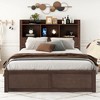 Full Size Platform Bed Frame with Storage Headboard, Charging Station, Trundle, 2 Drawers and Pull Out Shelves, White/Espresso-ModernLuxe - 2 of 4